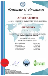 Certificate of Compliance – GREENGUARD